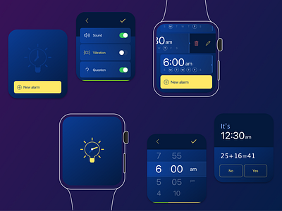 Smart alarm alarm app apple watch mockup ui wearable