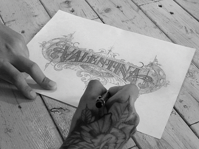 Valentina Tattoo Studio branding calligraphy craftsmanship design handmade lettering logotype sketch typography vintage