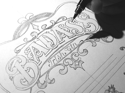 Badass Irish Gin - Sketch branding craftsmanship gin handmade lettering logo sketch type typography vector vintage