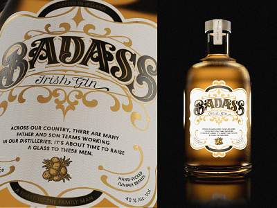 Badass Label design branding craftsmanship gin illustration labeldesign lettering logotype type typography vector vintage