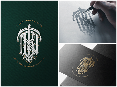 Trevor Badley Newman - Monogram barbershop branding donzorrito lettering logo logotype typography vector