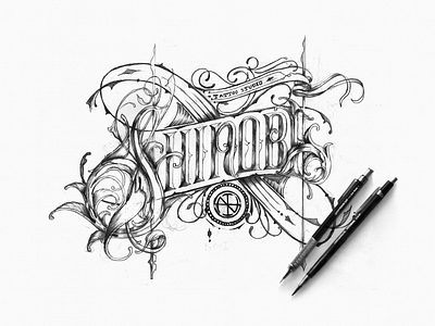 Shinobi Tattoo Studio branding craftsmanship design handmade lettering logo monogram sketch type vintage
