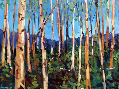Birches oil painting traditional
