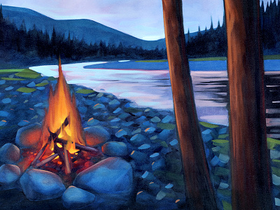 Fireriver illustration oil painting