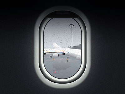 The Plane Out Of The Window On Rainy Days illustration photoshop