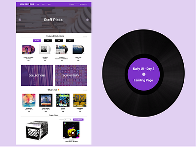 DailyUI #3 - Record Store Landing Page dailyui desktop interaction design layout logo music photoshop sketch uidesign uxdesign vinyl record