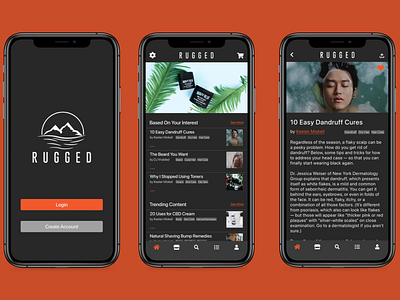Rugged Skincare branding ecommerce figma illustrator ios mobile app mobile app design mobile ui photoshop skincare ui uidesign uiux ux ux design