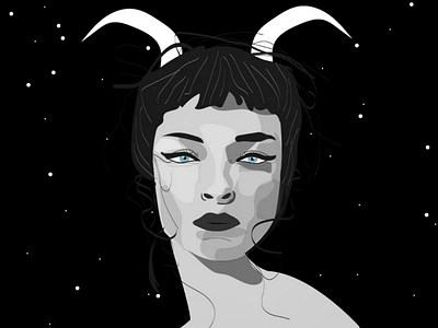 Capricorn ♑ app art capricorn character design girl horoscope illustration ui ux zodiac