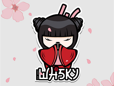STICKER DESIGN adobe art cartoon geisha graphics illustration logotoon mascot pink sakura sticker vector visual