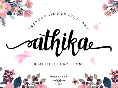 Athika beautiful calligraphy font girly script