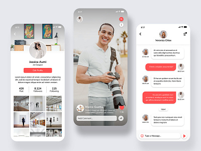 Social Media Concepts app app design chat clean design experience minimal profile ui ux