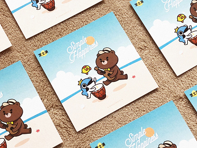 Simple Happiness Postcard bear fish postcards