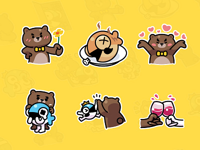 MrBear & MrFish wechat stickers Part.4 bear emoji fish illustration stickers