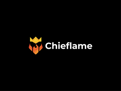 Chieflame - Logo Design blaze branding chief creative crown design fire flame gradient graphic design icon identity illustration king logo lord majesty mascot simple vector