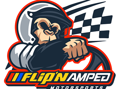 Flip'n Amped Motosports Sim Racing Team Logo branding design esports esports logo esports logo design esports mascot gaming illustration logo mascot sim racing vector