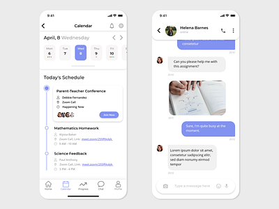 Educational App adobe xd adobexd calendar chat clean ecommerce education homepage minimalistic ui whitespace
