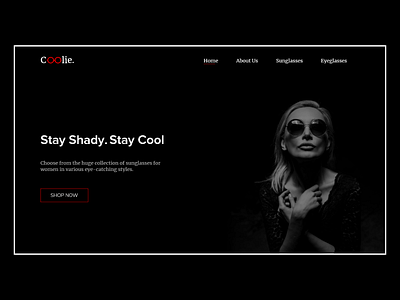 Coolie - Home Page app blackandwhite branding dailyui design flat homepage icon landingpage logo minimalistic minimalistic design monochrome red typography ui uidesign ux web website