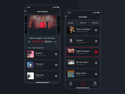 Music App - Dark Mode adobe xd black clean dark mode design flat homepage minimalistic music app ui uiuxdesign ux whitespace