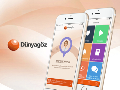 Dünyagöz Mobile App! app flat hospital ios9 mobile ui