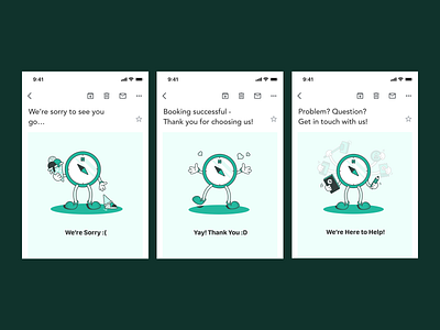Email Design characterdesign email design email marketing help ui mobile app mobile ui template design thank you travel ui were sorry