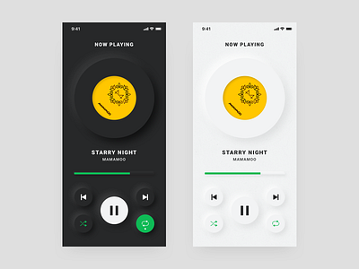 Neumorphism UI icon design mobile ui music app music player ui neumorphism ui trend 2020