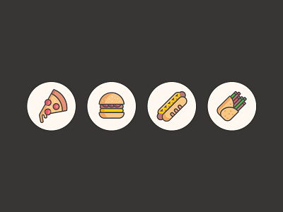 Fast Food Icon Design burger fast food icon flat icon illustration pizza sausage set icon wrap