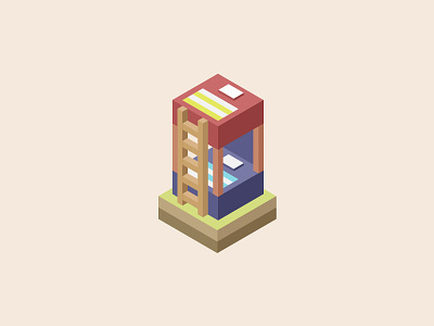 Double Decker Bed Isometric 3d bed icon illustration isometric design