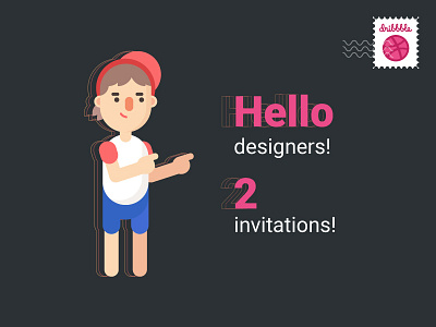 Dribbble Invitation dribbble flat giveaway invitation invite join stamp