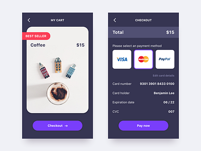 Credit Card Checkout card ui checkout ui credit card ui dailyui dark theme ui mobile ui