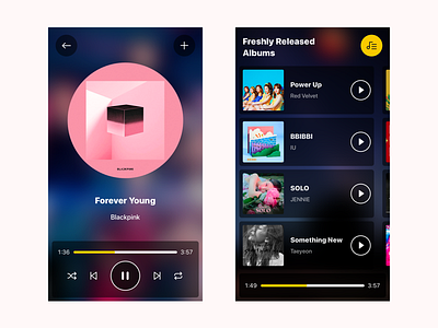 Dark Theme Music Player dark theme ui mobile ui music player ui