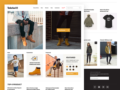 Timberland Website UI Redesign ecommerce flat landing page redesign shoes landing ui ux web ui