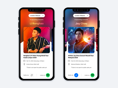 Concert App UI booking card ui concert app concert details mobile ui