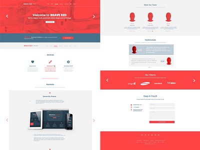 Brave red bootstrap psd red template web