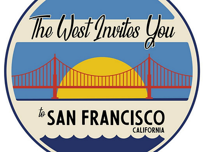 The West Invites You sticker san francisco retro sticker