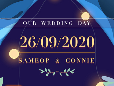 wedding day branding design flat typography vector