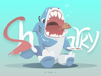 Sharky dining time branding design illustration training vector