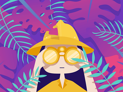 Exploring colorful design explore exploring illustraion illustration purple tropical tropical leaves vibrant vibrant colors yellow