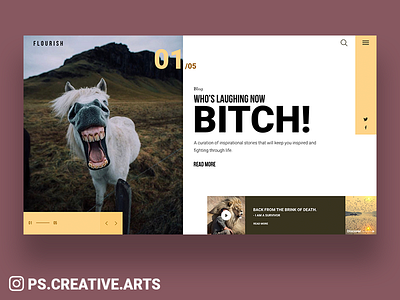 Flourish - Blog design of inspirational stories blog ui ux website