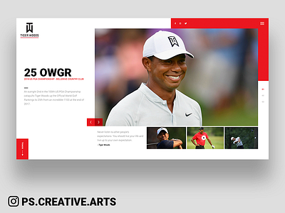 Tiger Woods Finished 2nd at US PGA Championship concept ui ux website