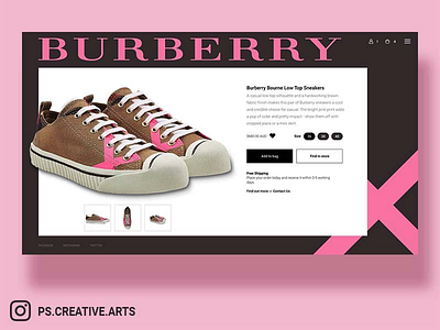 Burberry Sneaker UI Concept ecommerce pink sneakers ui ux website