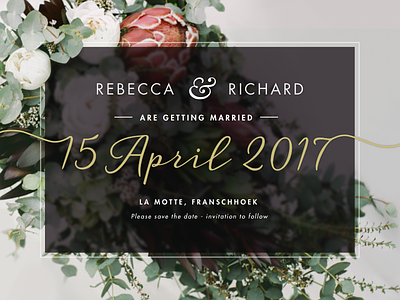 Wedding Invite elegant floral fynbos natural natural colors overlay pastel protea roses wedding invite