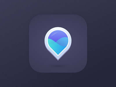 Water App Icon app apple application blue concept design digital geolocate ios location purple water
