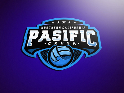 PASIFIC CRUSH volleyball club design designer illustration logo logobranding logodesign mascot mascot design sketch vector
