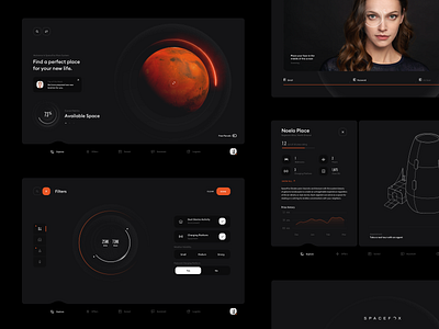 SpaceFox - Dashboard black chart dark dashboard diagram future futuristic illustration login orange profile scan settings space ui webdesign