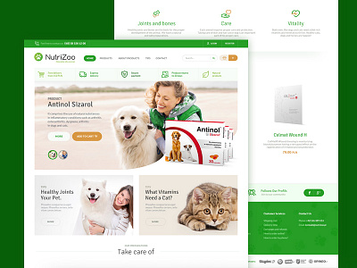 WebDesign Animal Shop animal cat dog dropdown green magento medic medicine pet shop webdesign zoo
