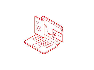 Isometric Computer System computer document draw fire icon icons illustration isometric red sell talk ui