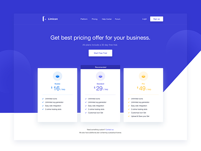 Limicon - Pricing - Full Page by David Pietrasiak on Dribbble