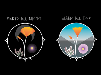 Party All Night / Sleep All Day design illustration logo vector