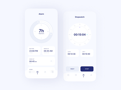 Alarm+Stopwatch UI Design app design mobile ui
