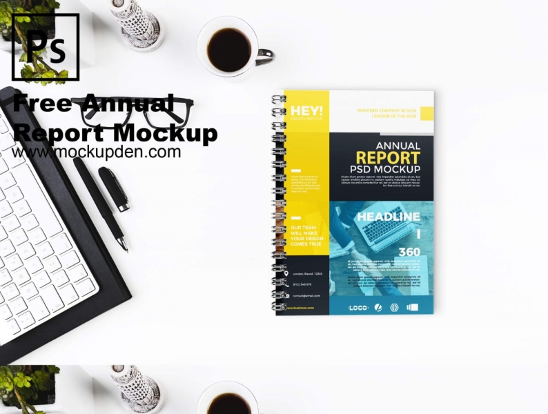 Download Free Annual Report Mockup PSD Template by Mockup Den on Dribbble